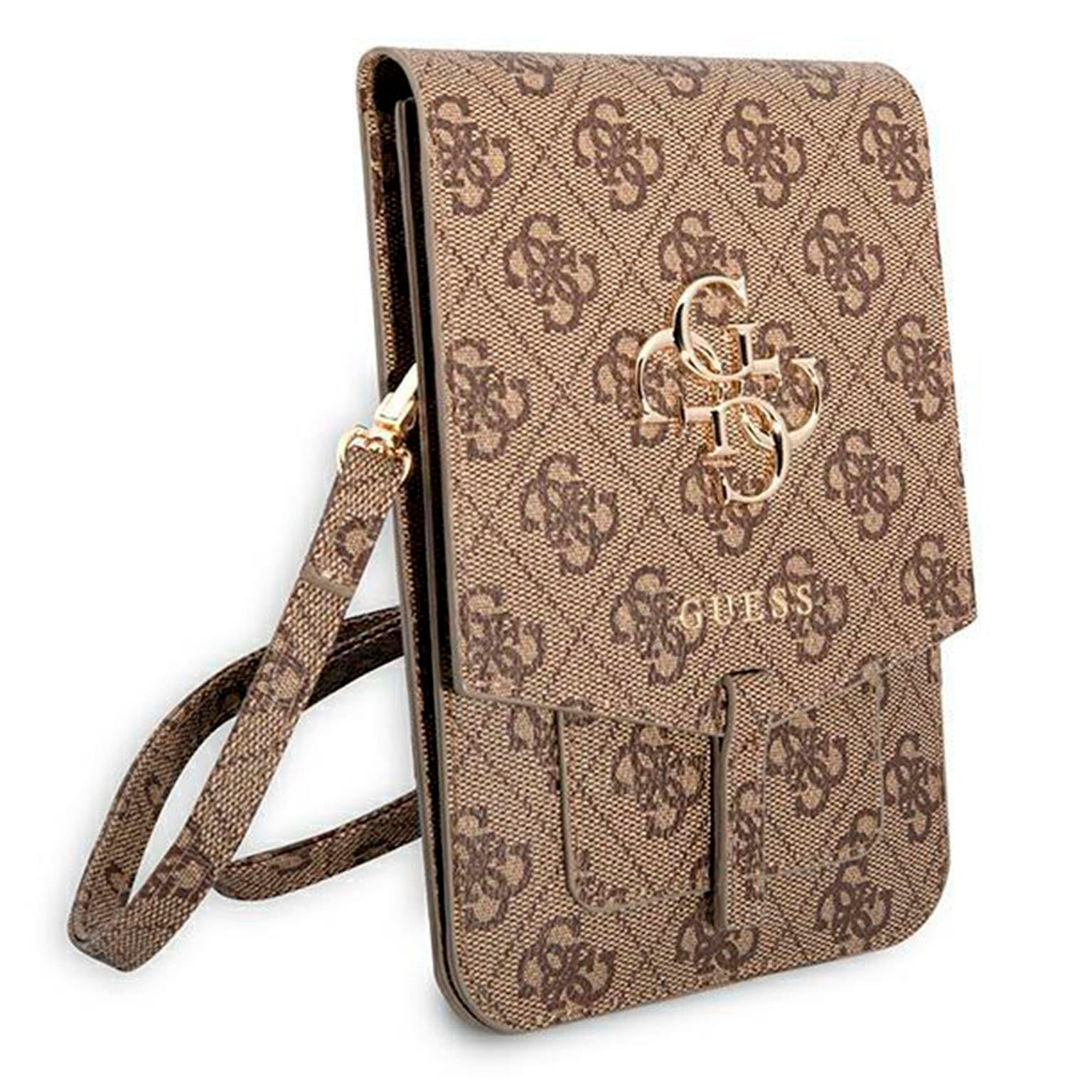 Guess Handtasche – elegante Umhängetasche für Smartphones mit goldenem Big Logo, AllOver 4G Logo Serie – Weiteres Produktbild 2