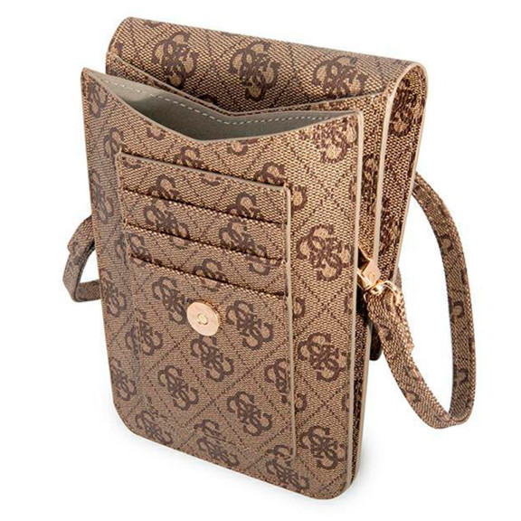 Guess Handtasche – elegante Umhängetasche für Smartphones mit goldenem Big Logo, AllOver 4G Logo Serie – Weiteres Produktbild 4