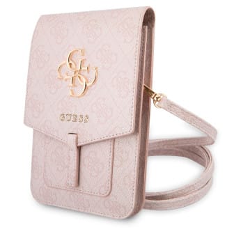 Guess Handtasche – elegante Umhängetasche für Smartphones mit goldenem Big Logo, AllOver 4G Logo Serie – Rosa Guess Handtasche – elegante Umhängetasche für Smartphones mit goldenem Big Logo, AllOver 4G Logo Serie – Rosa