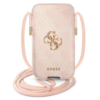 Guess Handytasche – elegante Umhängetasche für Smartphones mit goldenem Big Logo, AllOver 4G Logo Serie – Rosa Guess Handytasche – elegante Umhängetasche für Smartphones mit goldenem Big Logo, AllOver 4G Logo Serie – Rosa