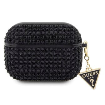 Guess Strass-Schutzhülle mit Dreiecks-Anhänger – Modische Schutzhülle für AirPods Pro 2 – Schwarz Guess Strass-Schutzhülle mit Dreiecks-Anhänger – Modische Schutzhülle für AirPods Pro 2 – Schwarz