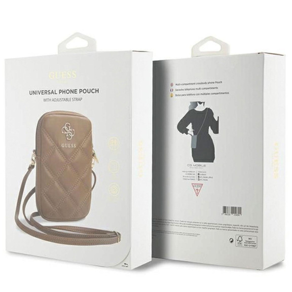 Guess Zip Quilted 4G Tasche – Handy Crossbody Tasche, Smartphone Umhängetasche aus Leder mit Reißverschluss – Weiteres Produktbild 5