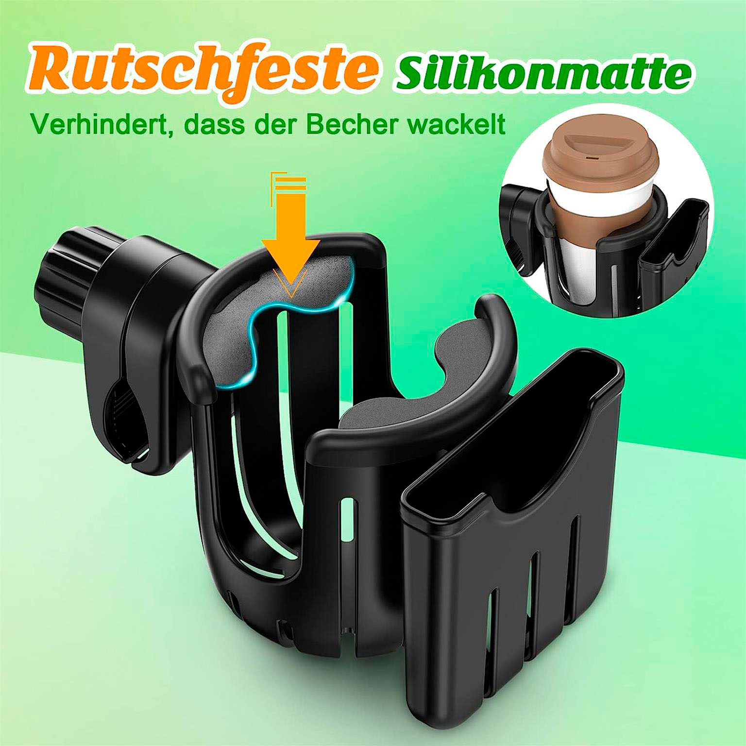 Guiseapue Getränke- und Handyhalter – Universeller Halter für Kinderwagen Getränke Flaschen Handyaufbewahrung – Weiteres Produktbild 4