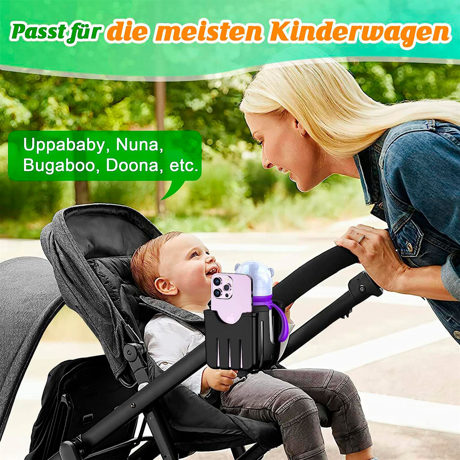 Guiseapue Getränke- und Handyhalter – Universeller Halter für Kinderwagen Getränke Flaschen Handyaufbewahrung – Weiteres Produktbild 6