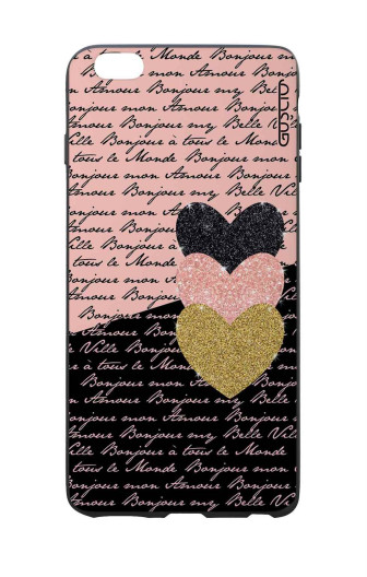 Guscio Guscio 2C Cover iPhone 8 Plus Designer Schutzhülle – Pink Black Lettering and Hearts