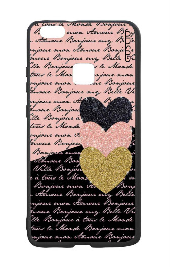Guscio 2C Cover Huawei P10 Lite Designer Schutzhülle – Pink Black Lettering and Hearts Guscio 2C Cover Huawei P10 Lite Designer Schutzhülle – Pink Black Lettering and Hearts