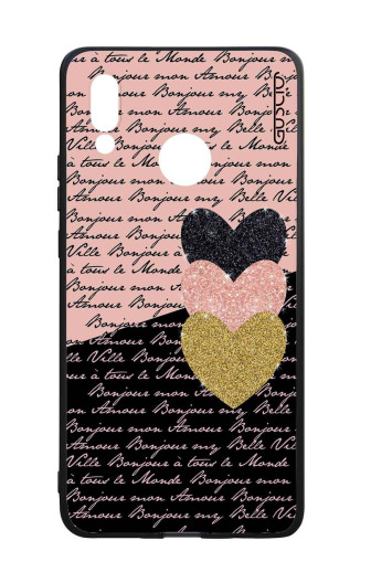 Guscio 2C Cover Huawei P30 Lite Designer Schutzhülle – Pink Black Lettering and Hearts Guscio 2C Cover Huawei P30 Lite Designer Schutzhülle – Pink Black Lettering and Hearts