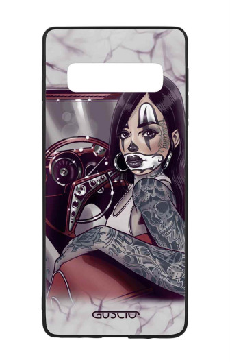 Guscio 2C Cover Samsung Galaxy S10 Designer Schutzhülle – Pin Up Chicana in Car Guscio 2C Cover Samsung Galaxy S10 Designer Schutzhülle – Pin Up Chicana in Car