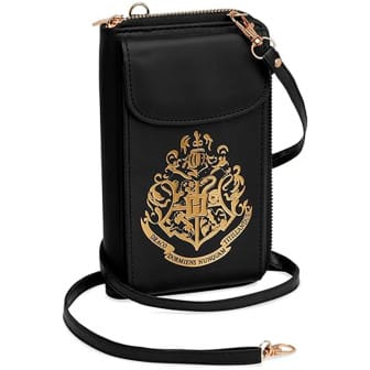 Harry Potter Umhängetasche – Crossbody Tasche mit Hogwarts Wappen, vielseitige Schultertasche für Fans – Schwarz / Gold Harry Potter Umhängetasche – Crossbody Tasche mit Hogwarts Wappen, vielseitige Schultertasche für Fans – Schwarz / Gold
