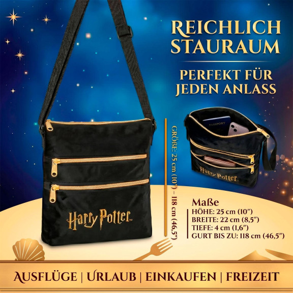 Harry Potter Umhängetasche – Crossbody Tasche mit Hogwarts Wappen, vielseitige Schultertasche für Fans – Weiteres Produktbild 2