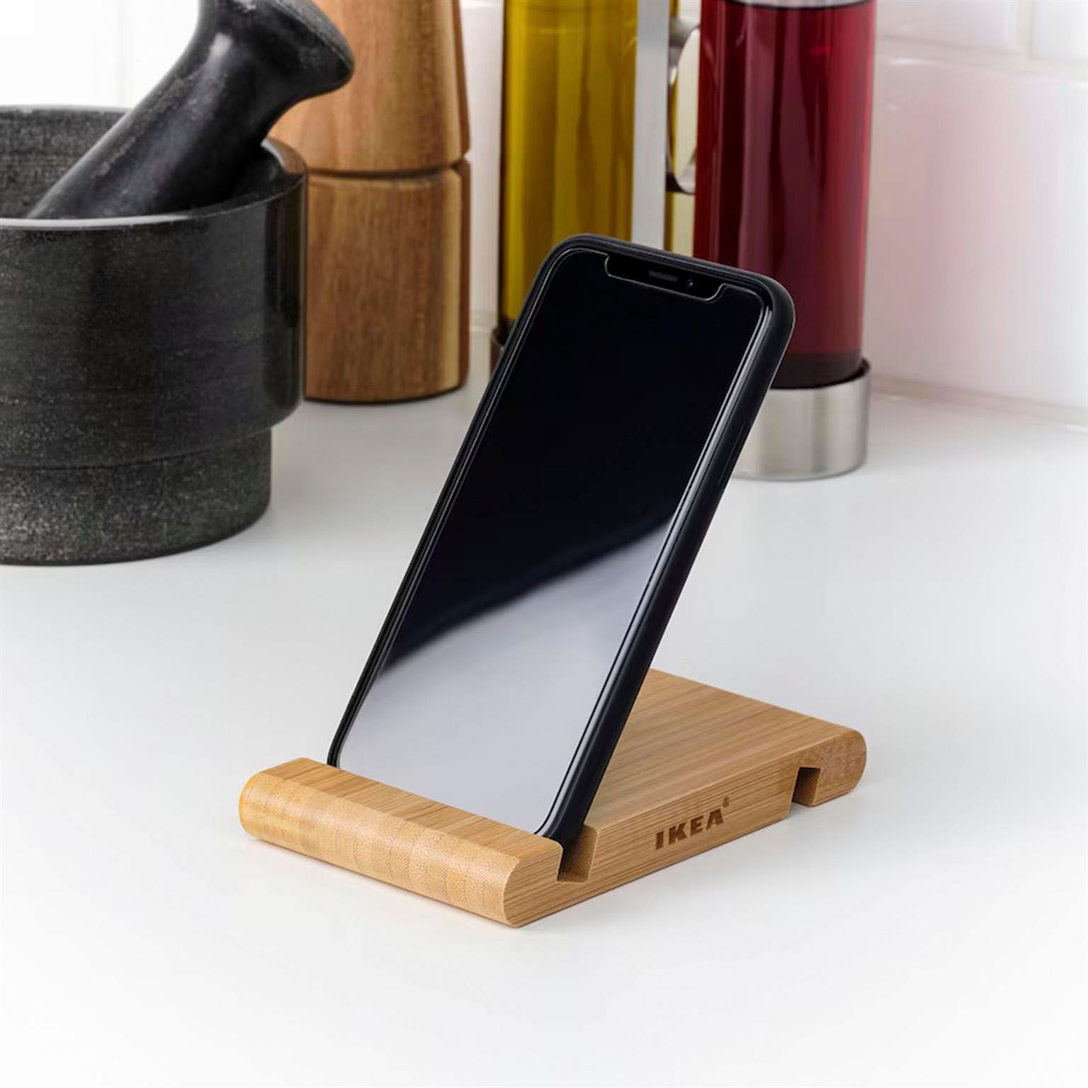 IKEA BERGENES Handyhalter aus Bambus – Tablethalter aus Bambus für Bett, Smartphonehalter Bambus verstellbar – Weiteres Produktbild 2