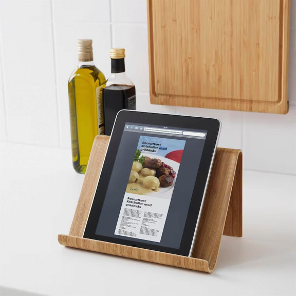 IKEA VIVALLA Tablet Halter – Bambusfurnier, Tablet Ständer 26x17 cm, Robust und Nachhaltig – Weiteres Produktbild 2
