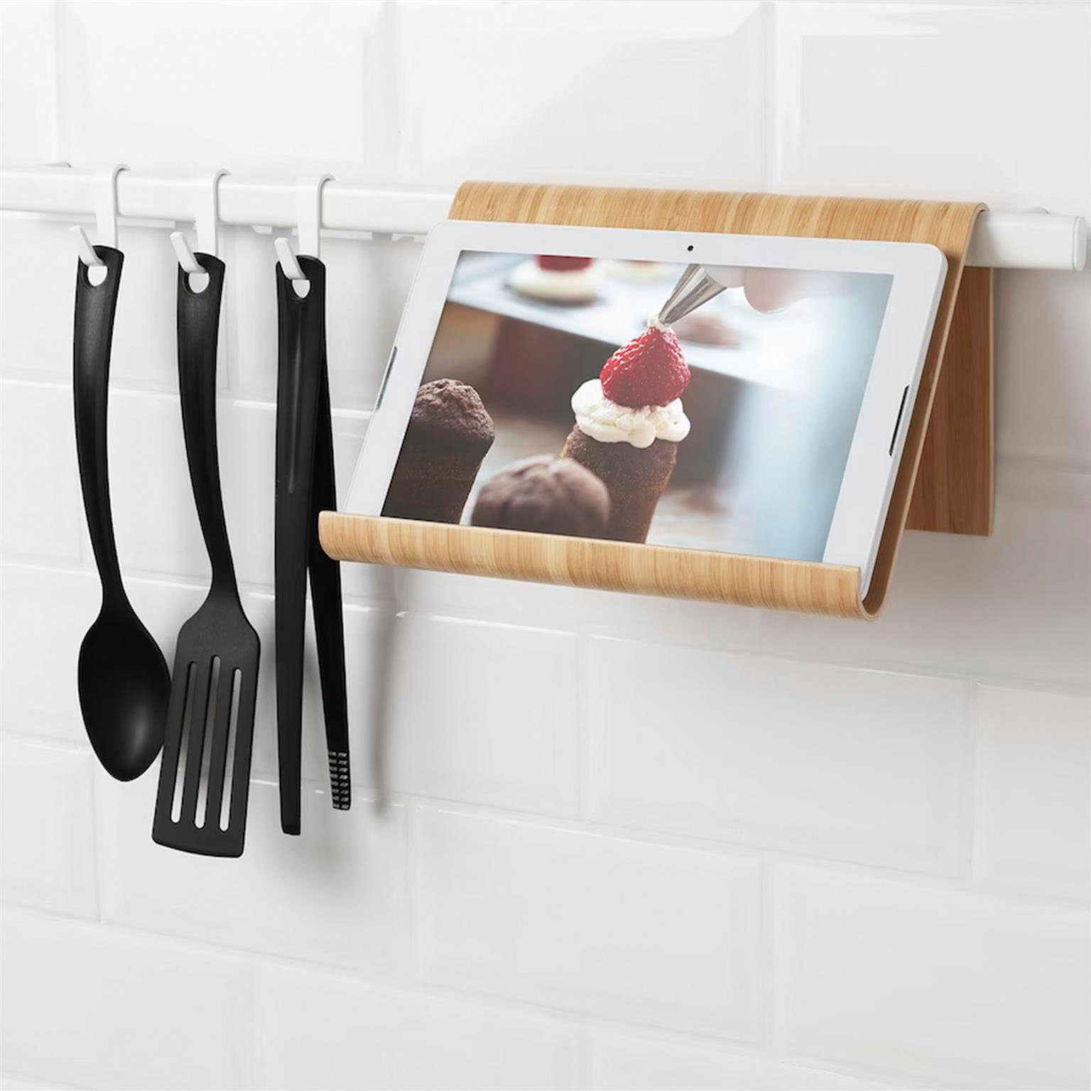 IKEA VIVALLA Tablet Halter – Bambusfurnier, Tablet Ständer 26x17 cm, Robust und Nachhaltig – Weiteres Produktbild 4