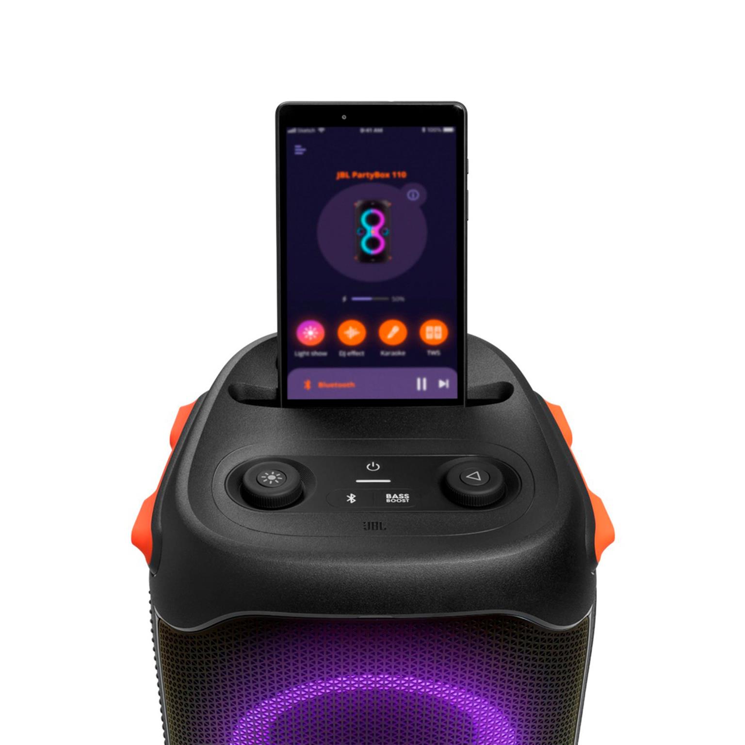 JBL PartyBox 110 – Rollbare Musikbox mit Akku für Outdoor-Events, spritzwassergeschützte Bluetooth Box – Weiteres Produktbild 5