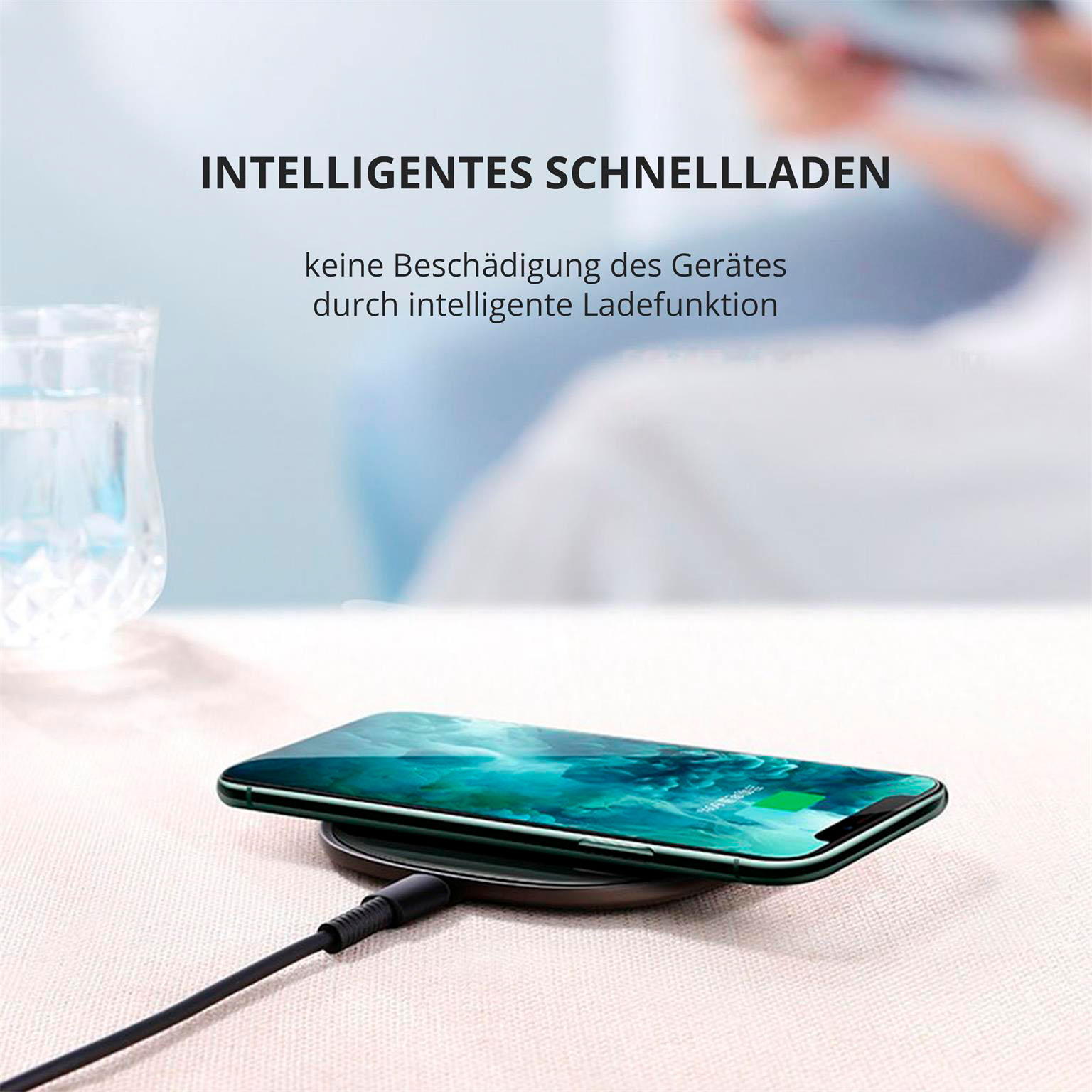 Joyroom Qi-Ladegerät 15W – kabellose Ladestation mit USB-C Eingang, Induktionsladegerät für Qi-Geräte – Weiteres Produktbild 3