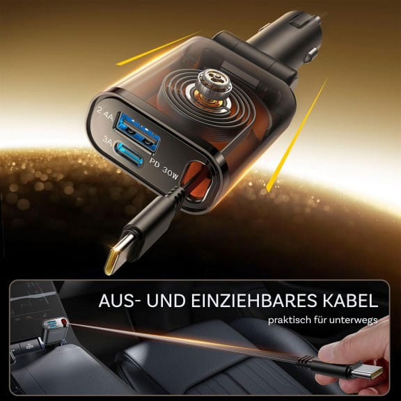 JOYROOM JR-CCL07 Auto Ladeadapter – Zigarettenanzünder USB Adapter 30W mit 3 Anschlüssen und Kabel – Weiteres Produktbild 2 JOYROOM JR-CCL07 Auto Ladeadapter – Zigarettenanzünder USB Adapter 30W mit 3 Anschlüssen und Kabel – Weiteres Produktbild 2