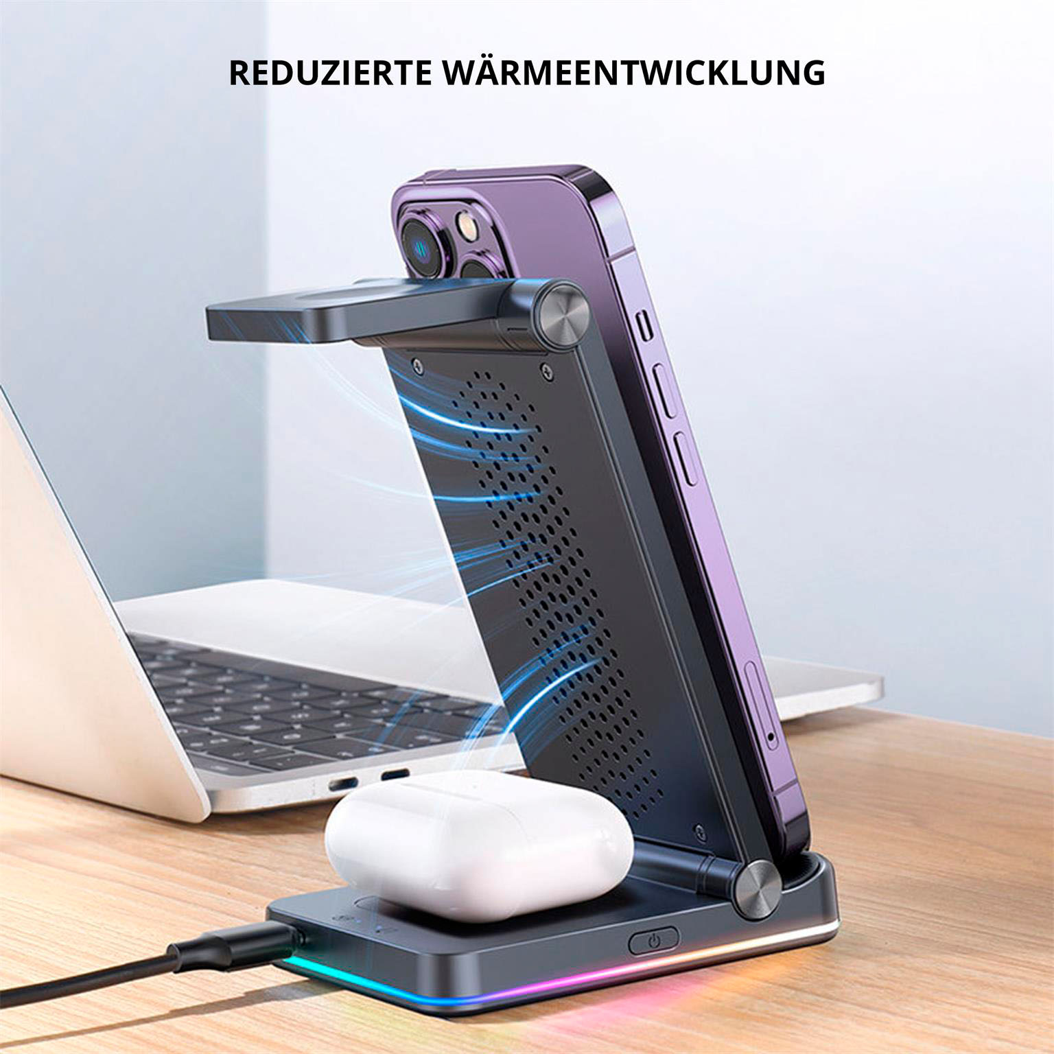 Joyroom 3in1 Induktionsladegerät für Apple Geräte – iPhone, Apple Watch, Airpods gleichzeitig laden – Weiteres Produktbild 2