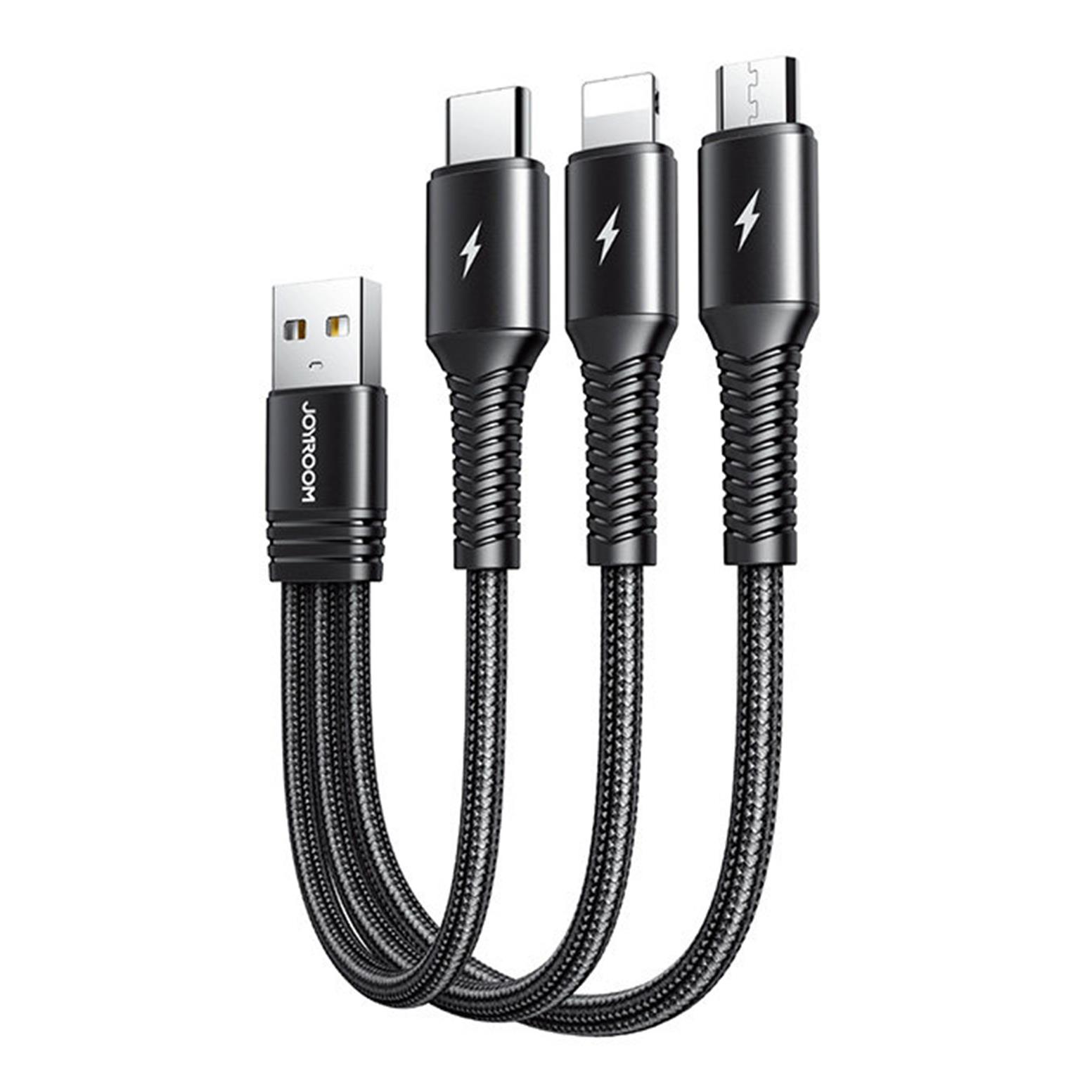 Joyroom 3in1 Kabel USB – Lightning / Type C / Micro USB 15cm – Ein einziges Kabel für alle Geräte – undefined