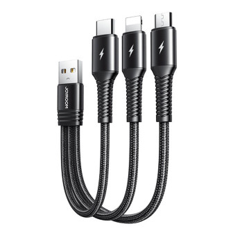 Joyroom 3in1 Kabel USB – Lightning / Type C / Micro USB 15cm – Ein einziges Kabel für alle Geräte – Schwarz