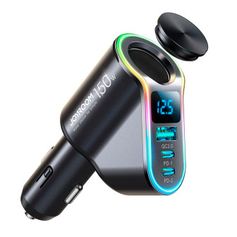 Joyroom Auto Schnellladegerät USB C 150W – KFZ Schnellladegerät Mehrfach USB Auto Ladegerät Adapter 4 Port – Schwarz