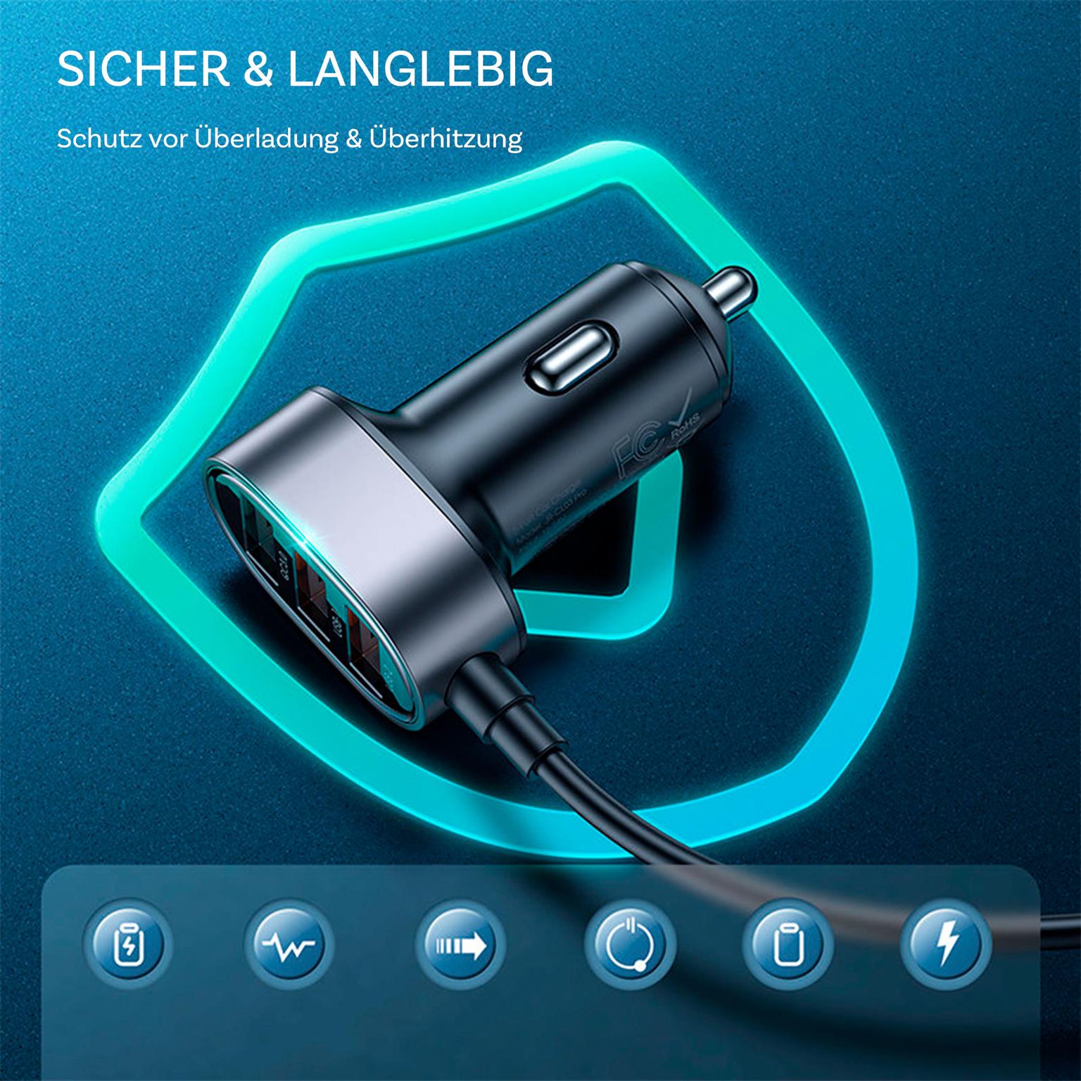 Joyroom Autoladegerät – für Smartphones und andere Geräte, Kfz-Ladegerät, 5x USB-A Anschlüsse – Weiteres Produktbild 3