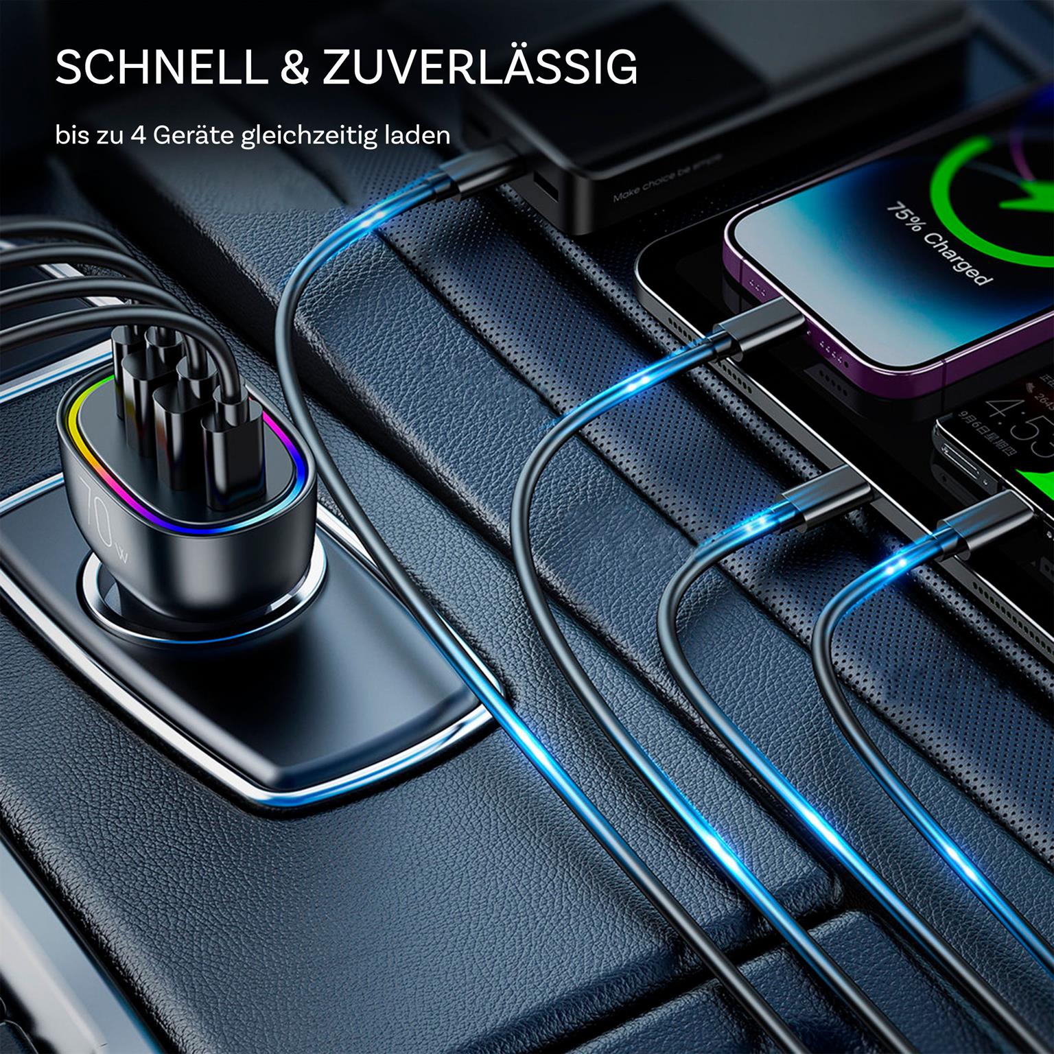 Joyroom Auto Ladegerät - Zigarettenanzünder USB-Ladegerät, Autoladeadapter 2x USB-A + 2x USB-C Anschluss, 70W – Weiteres Produktbild 3 Joyroom Auto Ladegerät - Zigarettenanzünder USB-Ladegerät, Autoladeadapter 2x USB-A + 2x USB-C Anschluss, 70W – Weiteres Produktbild 3