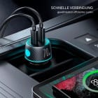 Joyroom Autoladegerät 2x USB-C 70W – USB-C Ladegerät für Zigarettenanzünder 70 Watt LED Beleuchtung – Produktbild 3