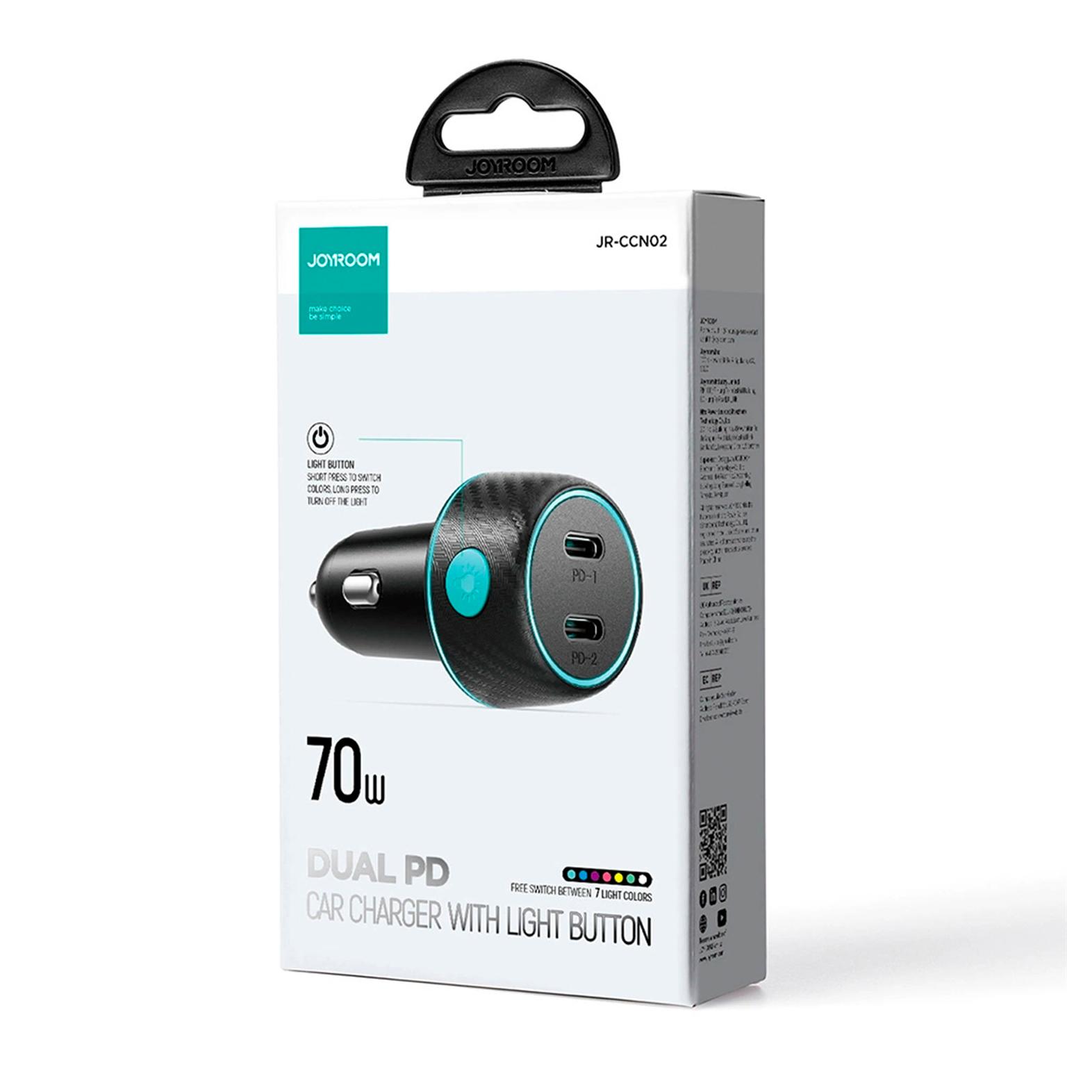 Joyroom Autoladegerät 2x USB-C 70W – USB-C Auto Adapter Dual hulle24 ...