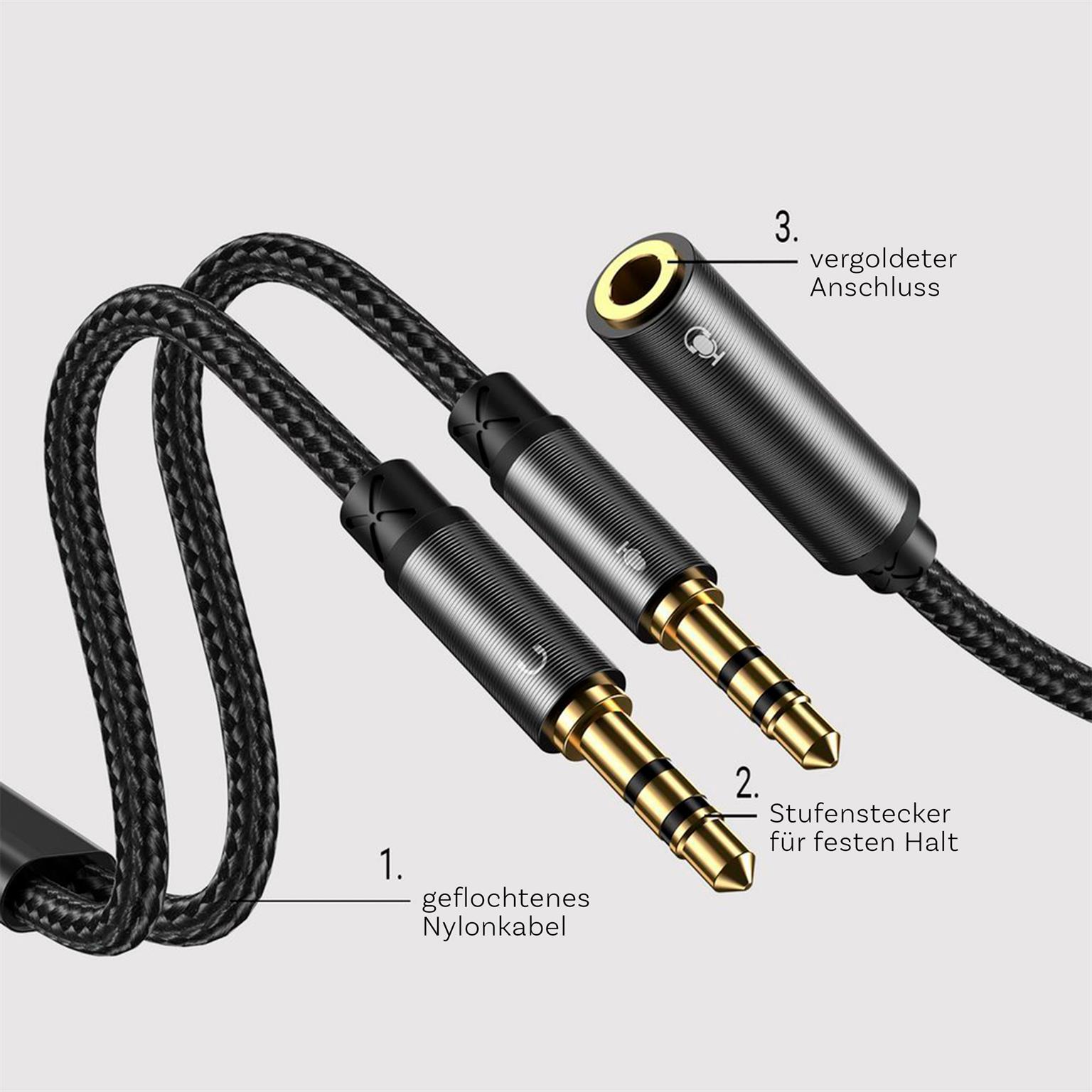 Joyroom AUX-Splitterkabel 3,5mm – Audio Splitter Kabel AUX Y-Kabel für Kopfhörer und Mikrofon – Weiteres Produktbild 1