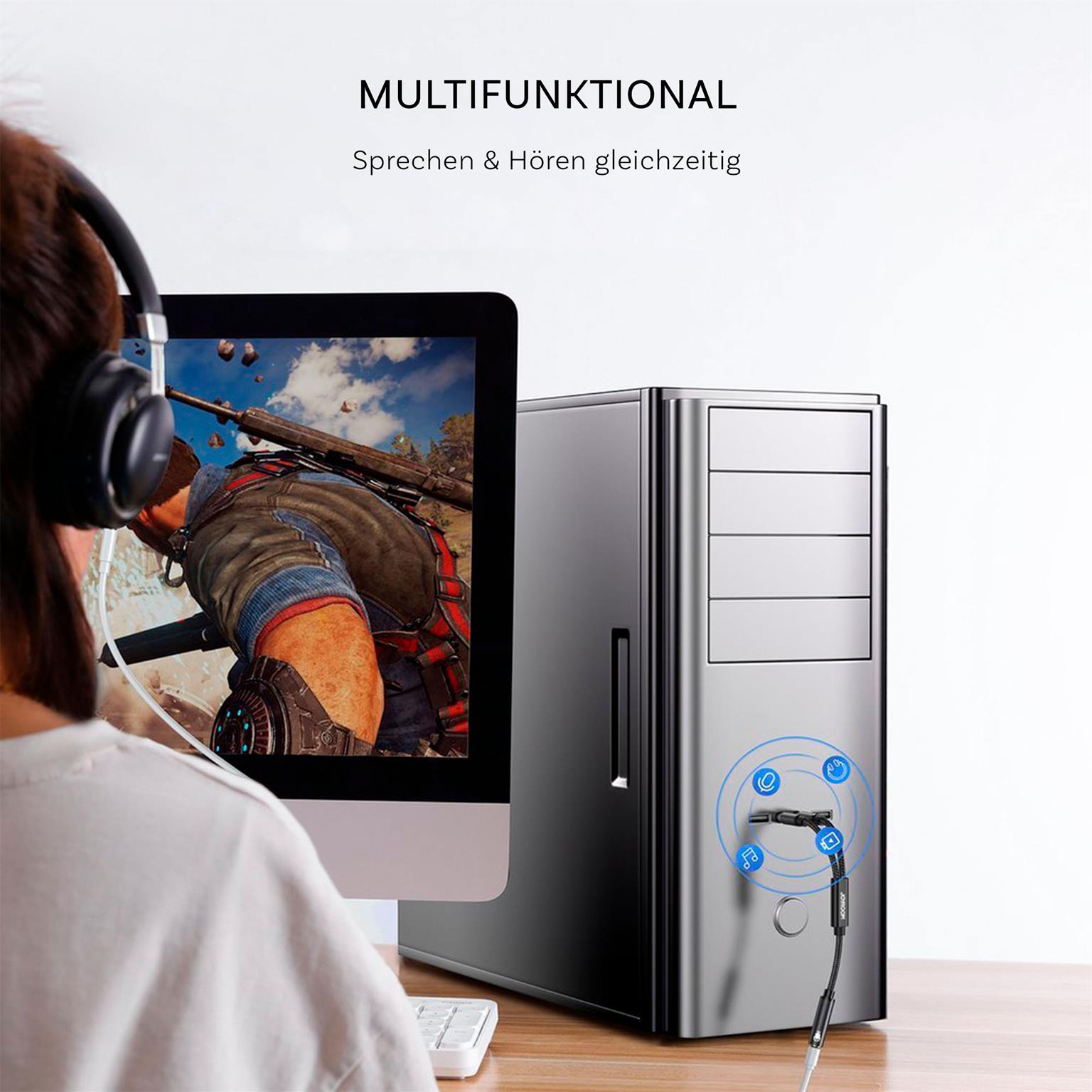 Joyroom AUX-Splitterkabel 3,5mm – Audio Splitter Kabel AUX Y-Kabel für Kopfhörer und Mikrofon – Weiteres Produktbild 5