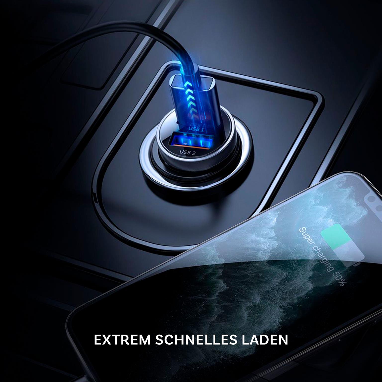 Joyroom Auto Ladegerät - Zigarettenanzünder USB-Ladegerät, Autoladeadapter 2x USB 3.1 A Anschluss, 30W – Weiteres Produktbild 3 Joyroom Auto Ladegerät - Zigarettenanzünder USB-Ladegerät, Autoladeadapter 2x USB 3.1 A Anschluss, 30W – Weiteres Produktbild 3