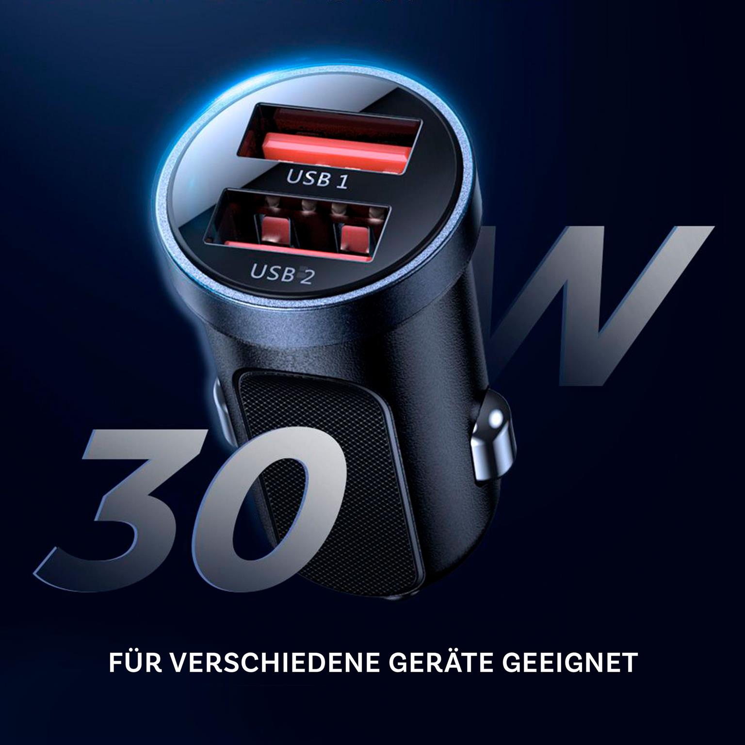 Joyroom Auto Ladegerät - Zigarettenanzünder USB-Ladegerät, Autoladeadapter 2x USB 3.1 A Anschluss, 30W – Weiteres Produktbild 3
