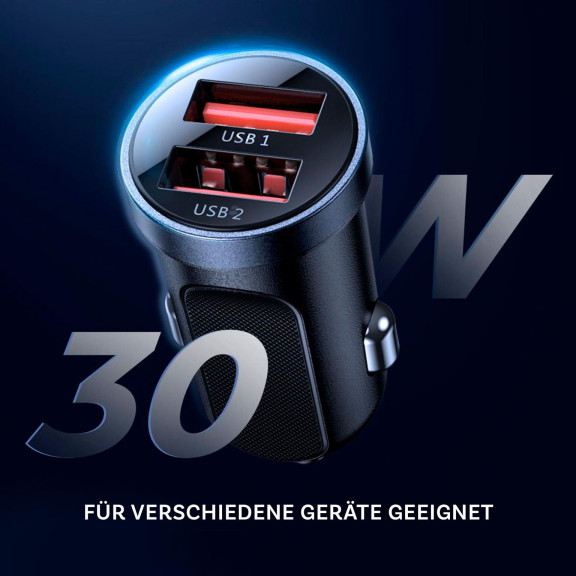 Joyroom Auto Ladegerät - Zigarettenanzünder USB-Ladegerät, Autoladeadapter 2x USB 3.1 A Anschluss, 30W – Weiteres Produktbild 4