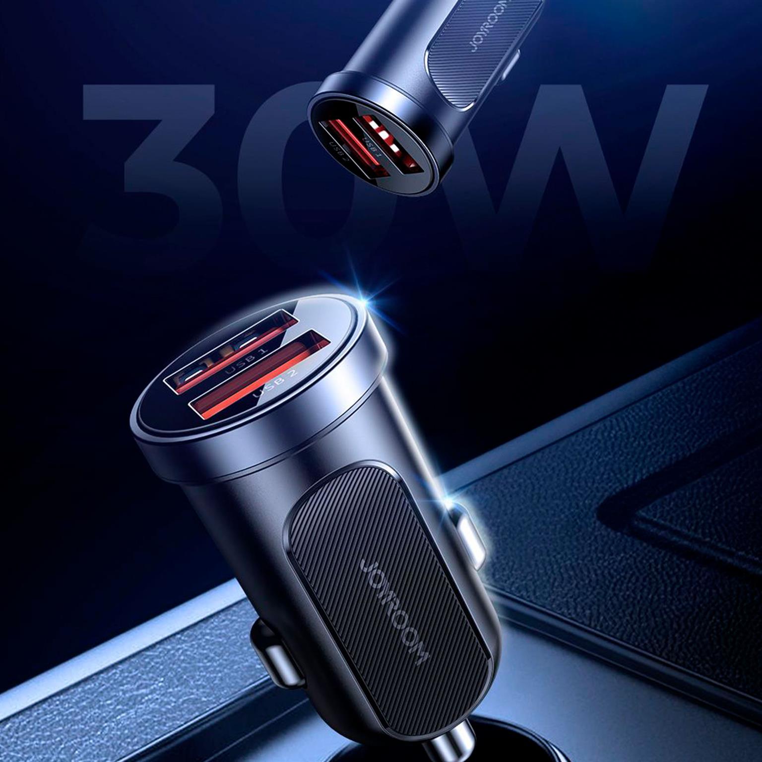 Joyroom Auto Ladegerät - Zigarettenanzünder USB-Ladegerät, Autoladeadapter 2x USB 3.1 A Anschluss, 30W – Weiteres Produktbild 5