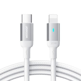 JOYROOM Extraordinary Serie Lightning auf USB-C PD Kabel – USB C Ladekabel Lightning Anschluss 20W Kabel 1,2 m – Weiß JOYROOM Extraordinary Serie Lightning auf USB-C PD Kabel – USB C Ladekabel Lightning Anschluss 20W Kabel 1,2 m – Weiß