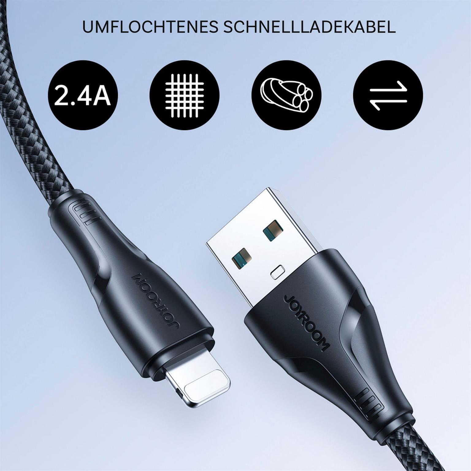 Joyroom Ladekabel – USB A auf Lightning für iPhone und iPad, Schnellladekabel Surpass Serie, Nylon, Länge 1,2m – Weiteres Produktbild 1