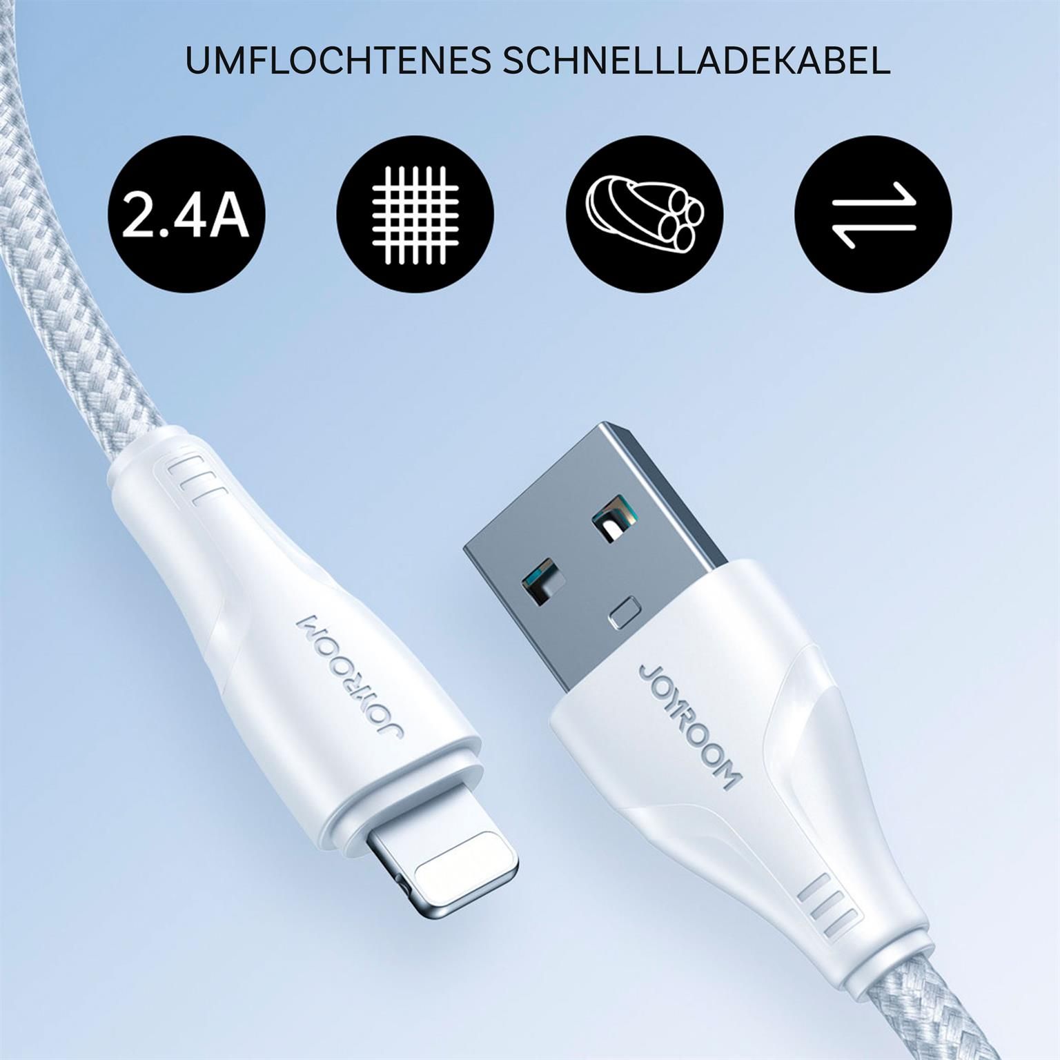 Joyroom Ladekabel – USB A auf Lightning für iPhone und iPad, Schnellladekabel Surpass Serie, Nylon, Länge 3,0m – Weiteres Produktbild 2 Joyroom Ladekabel – USB A auf Lightning für iPhone und iPad, Schnellladekabel Surpass Serie, Nylon, Länge 3,0m – Weiteres Produktbild 2