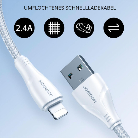 Joyroom Ladekabel – USB A auf Lightning für iPhone und iPad, Schnellladekabel Surpass Serie, Nylon, Länge 3,0m – Weiteres Produktbild 2 Joyroom Ladekabel – USB A auf Lightning für iPhone und iPad, Schnellladekabel Surpass Serie, Nylon, Länge 3,0m – Weiteres Produktbild 2