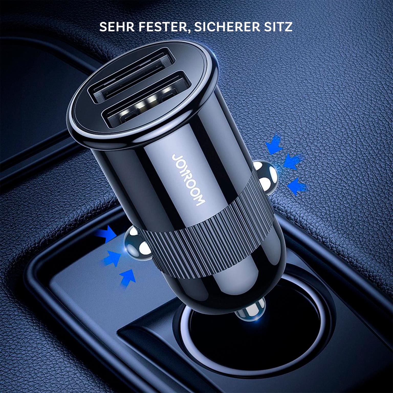 Joyroom Auto Ladegerät - Zigarettenanzünder USB-Ladegerät, Autoladeadapter 2x USB 3.1 A Anschluss, 15W – Weiteres Produktbild 1