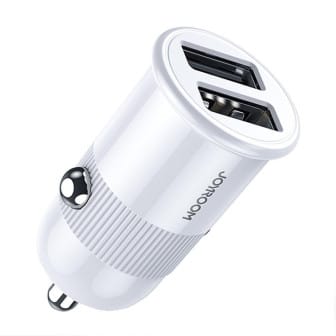 Joyroom Auto Ladegerät - Zigarettenanzünder USB-Ladegerät, Autoladeadapter 2x USB 3.1 A Anschluss, 15W – Weiß Joyroom Auto Ladegerät - Zigarettenanzünder USB-Ladegerät, Autoladeadapter 2x USB 3.1 A Anschluss, 15W – Weiß