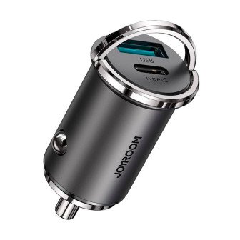 Joyroom Kfz Ladegerät – USB Typ C, Schnellladegerät, Zigarettenanzünder Adapter, Power Delivery, Quick Charge 3.0 – Grau