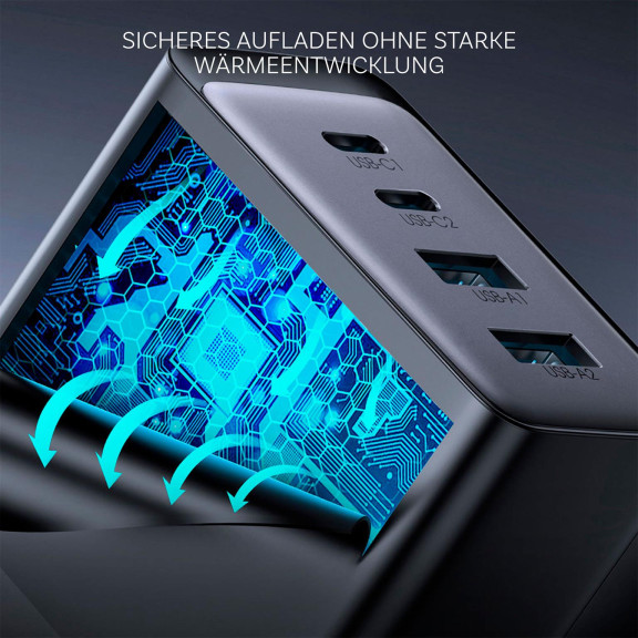 Joyroom GaN 67W Ladegerät – 4 Ports, USB und USB-C, Multiport-Ladegerät, Universalladegerät – Weiteres Produktbild 5