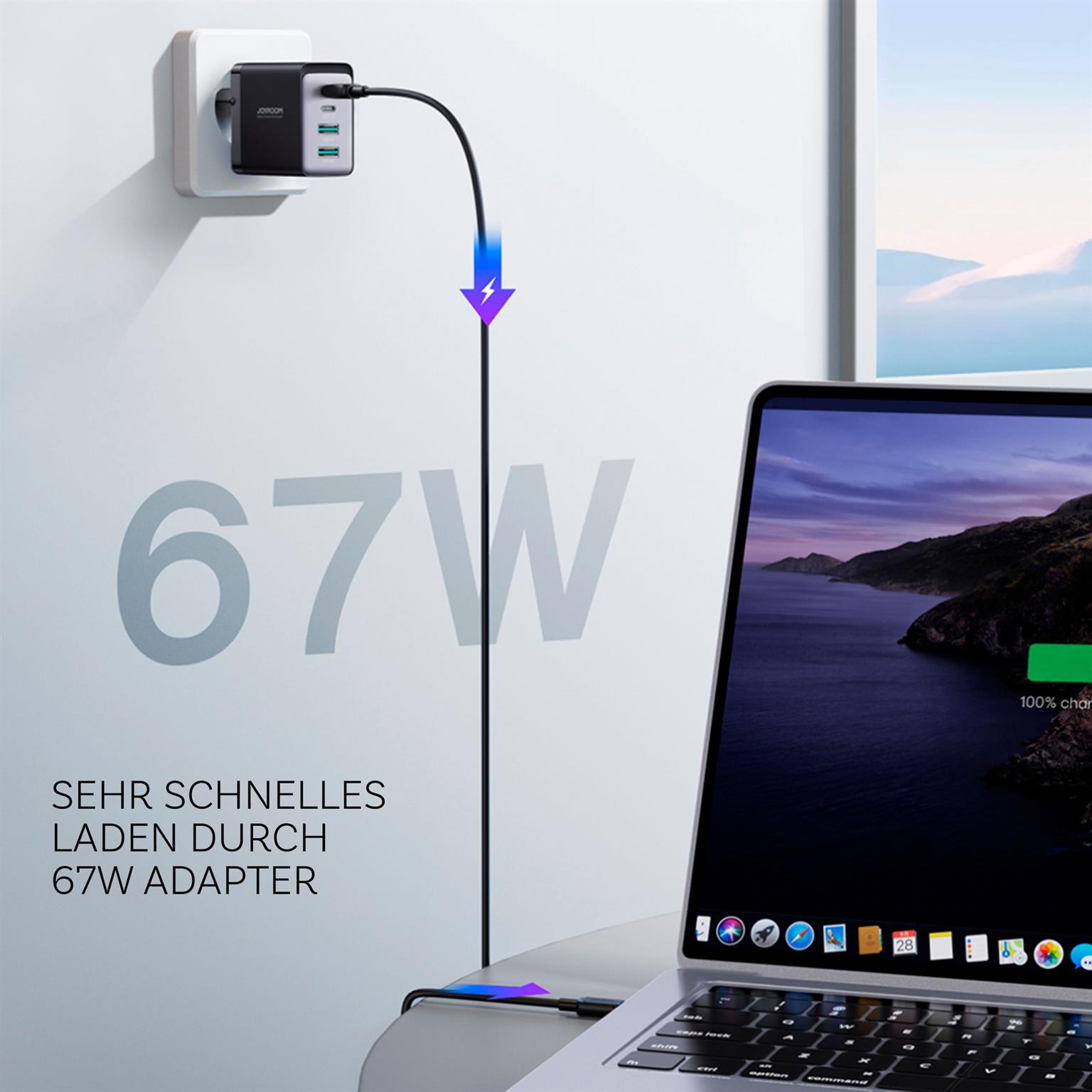 Joyroom GaN 67W Ladegerät – 4 Ports, USB und USB-C, Multiport-Ladegerät, Universalladegerät – Weiteres Produktbild 7 Joyroom GaN 67W Ladegerät – 4 Ports, USB und USB-C, Multiport-Ladegerät, Universalladegerät – Weiteres Produktbild 7