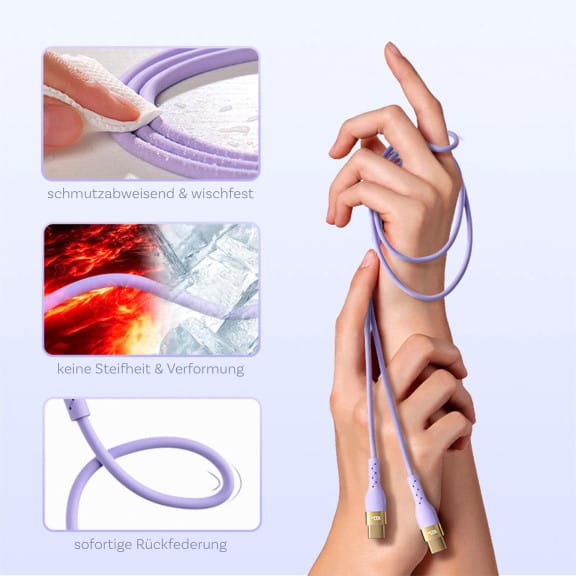 Joyroom Ladekabel – USB-C auf USB-C für Smartphones und andere Geräte, Liquid Silicone Serie, Länge 2 m – Weiteres Produktbild 5 Joyroom Ladekabel – USB-C auf USB-C für Smartphones und andere Geräte, Liquid Silicone Serie, Länge 2 m – Weiteres Produktbild 5