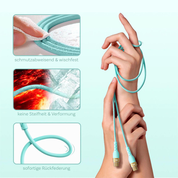 Joyroom Ladekabel – USB-C auf USB-C für Smartphones und andere Geräte, Liquid Silicone Serie, Länge 2 m – Weiteres Produktbild 5 Joyroom Ladekabel – USB-C auf USB-C für Smartphones und andere Geräte, Liquid Silicone Serie, Länge 2 m – Weiteres Produktbild 5