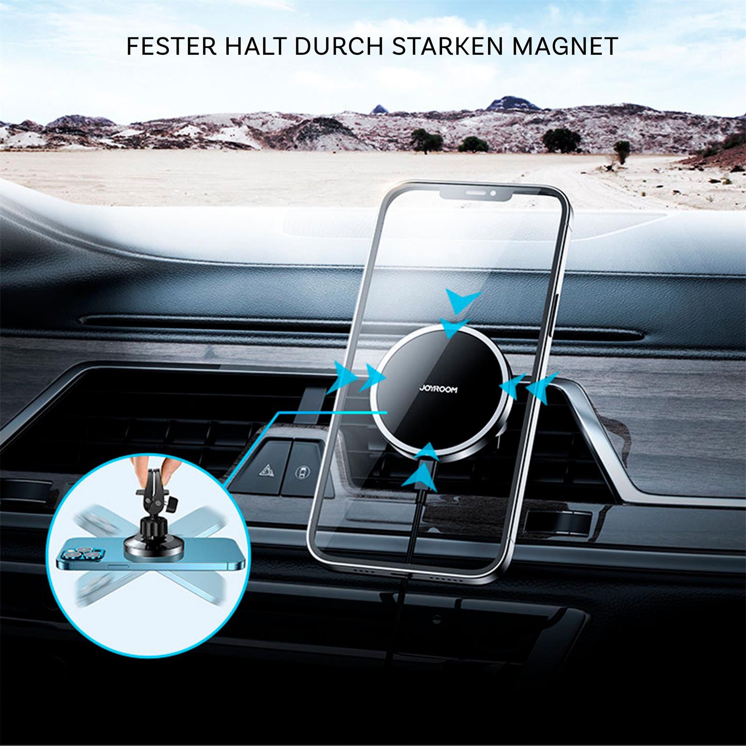 Joyroom Magnetischer Autohalter Qi Charger 15W – Wireless Car Docking Station für iPhone 1-16, JR-ZS240 – Weiteres Produktbild 2