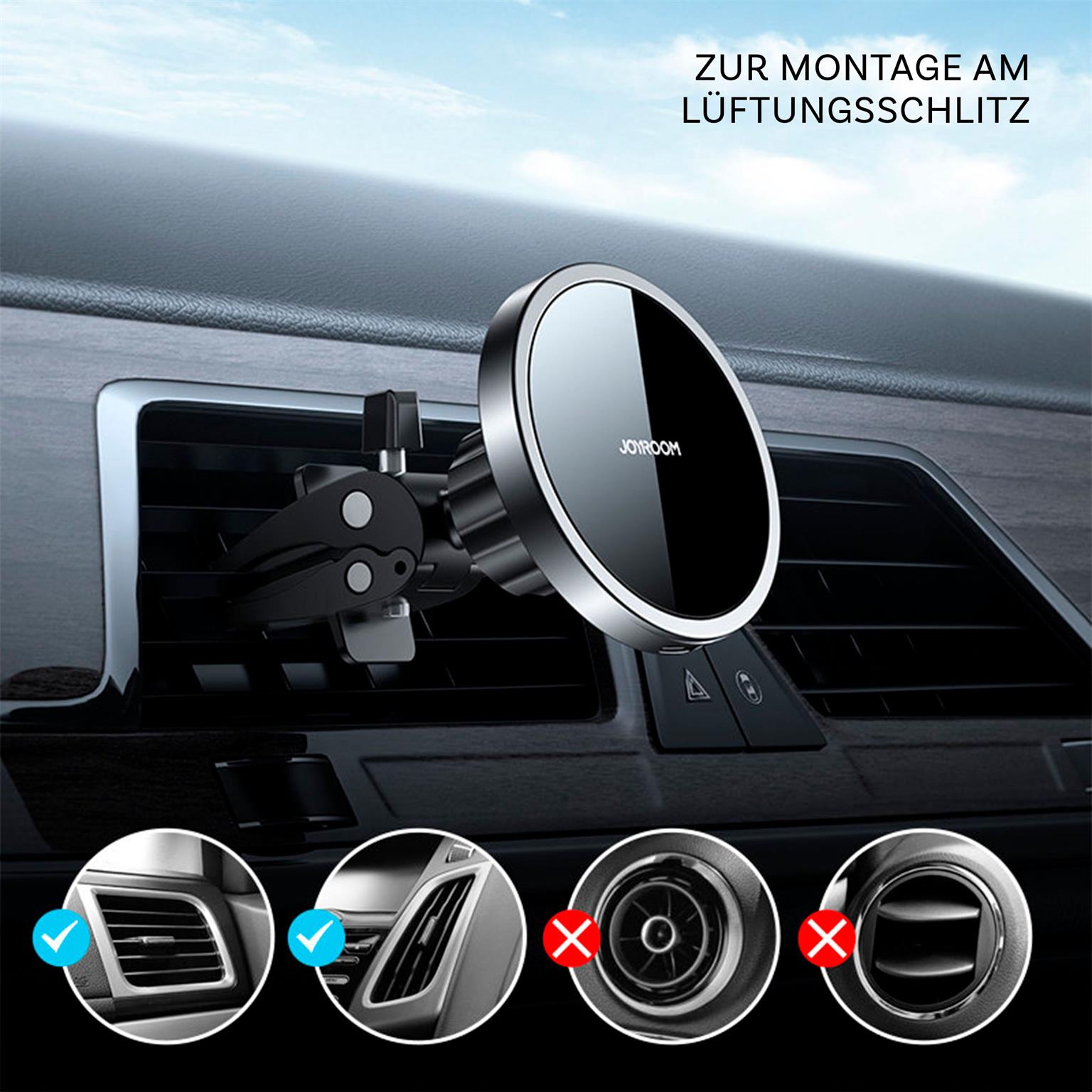 Joyroom Magnetischer Autohalter Qi Charger 15W – Wireless Car Docking Station für iPhone 1-16, JR-ZS240 – Weiteres Produktbild 4