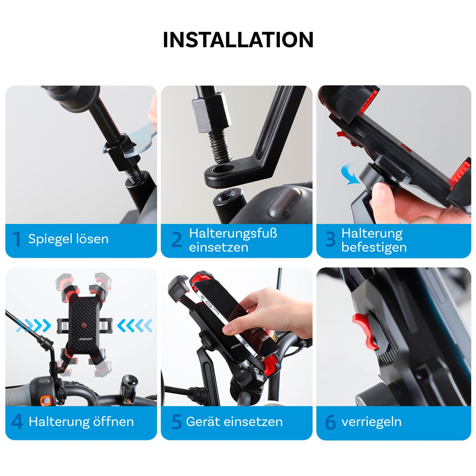 Joyroom Motorrad Handyhalterung – Motorrad-Telefonhalter, einfache Montage, sicherer Halt – Weiteres Produktbild 5