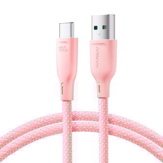 Joyroom Ladekabel – USB-A auf USB-C für Smartphones und andere Geräte, Multi-Color Serie, 100W, Länge 1 m – Rosa Joyroom Ladekabel – USB-A auf USB-C für Smartphones und andere Geräte, Multi-Color Serie, 100W, Länge 1 m – Rosa