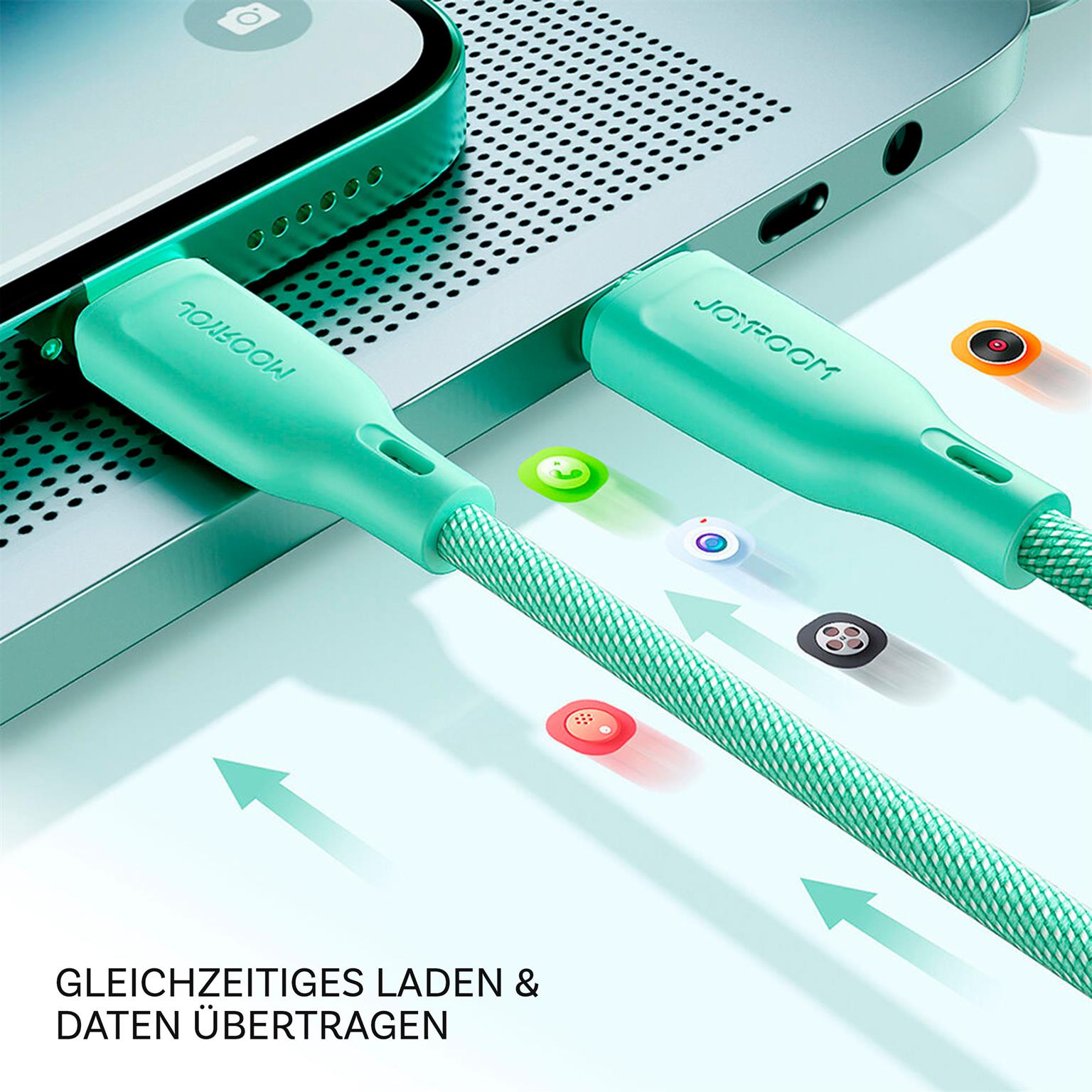 Joyroom Ladekabel – USB-C auf USB-C für Smartphones und andere Geräte, Multi-Color Serie, 60W, Länge 1 m – Weiteres Produktbild 2